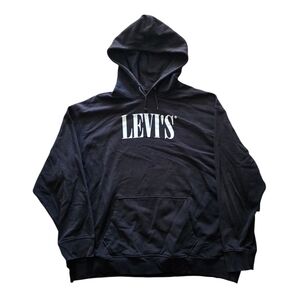 Levi's Men's Relaxed Fit Distressed Vintage-Inspired Faded Black Pullover Hoodie